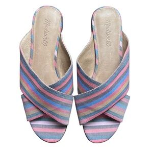 Madewell The Ruthie Crisscross Mule Sandals in Rainbow Stripe Size 9
